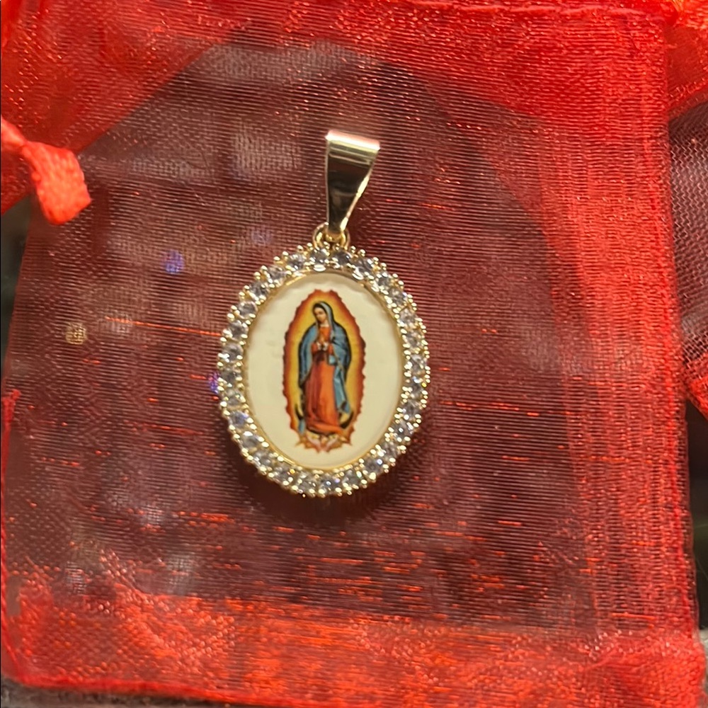 Gold colored Virgin Mary Pendant Necklace